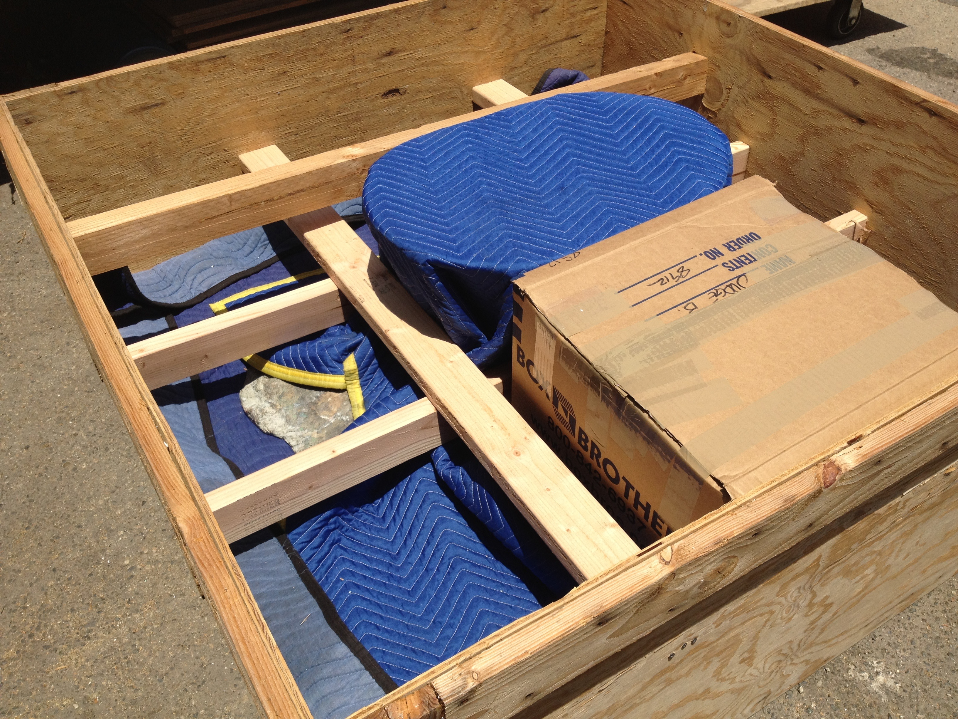 $10,000 coffee table gets packed securely..