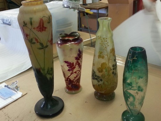 We specialize in packing and shipping delicate art and glass like these Daum vases
